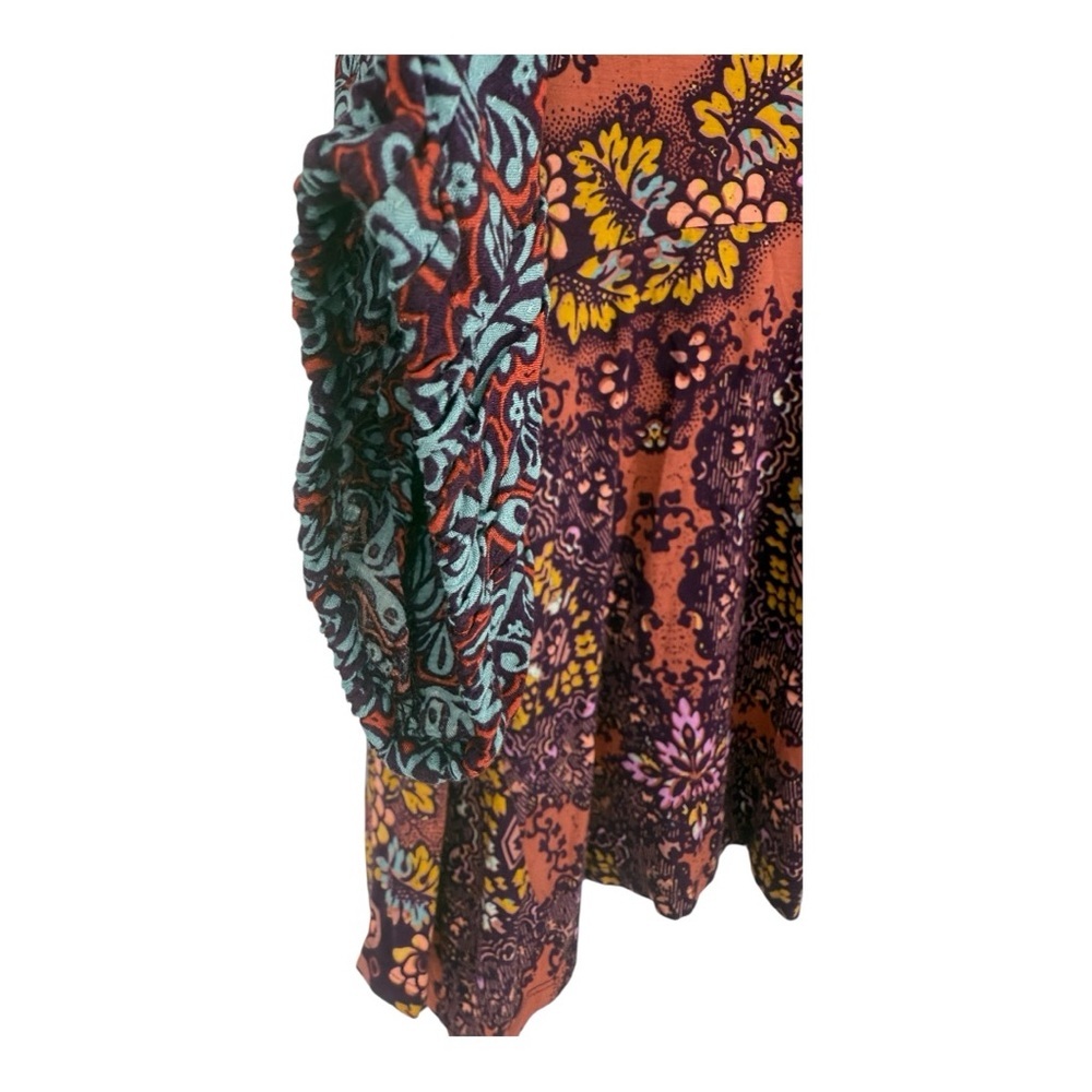 Maeve Anthropologie Summerset Boho Floral Blouse Mixed Print Handkerchief Hem M - Picture 6 of 13